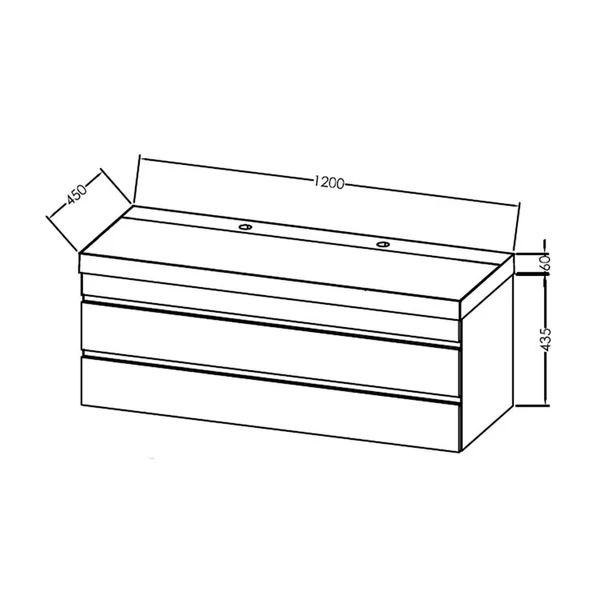 Set dulap baza suspendat KolpaSan Naomi finisaj lemn cu lavoar 120 cm [2]