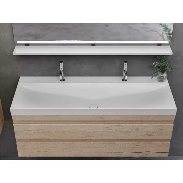 Set dulap baza suspendat KolpaSan Naomi finisaj lemn cu lavoar 120 cm [4]