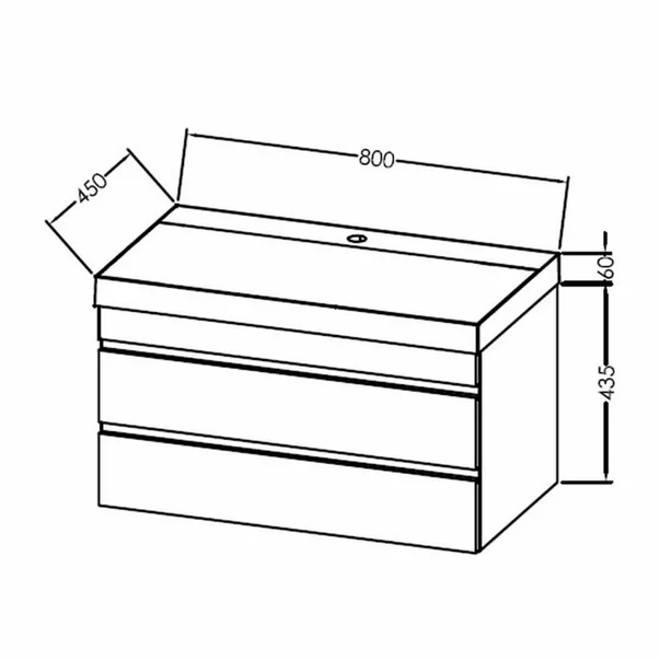 Set dulap baza suspendat KolpaSan Naomi finisaj lemn cu lavoar 80 cm [2]