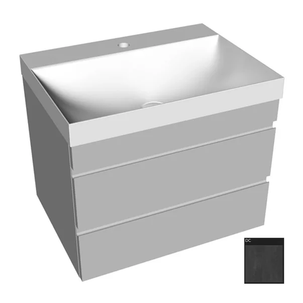 Baie - Set dulap baza suspendat KolpaSan Naomi gri antracit cu lavoar 60 cm