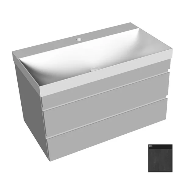 Set dulap baza suspendat KolpaSan Naomi gri antracit cu lavoar 80 cm [1]