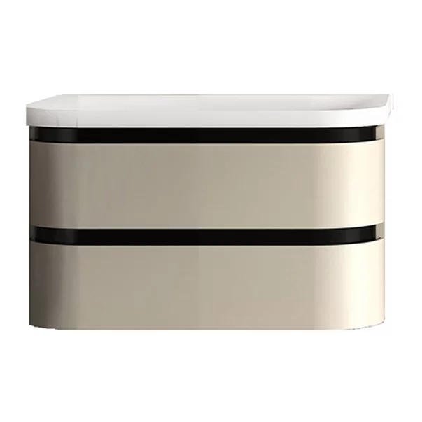 Baie - Set dulap baza suspendat KolpaSan Vittoria bej cu lavoar 80 cm