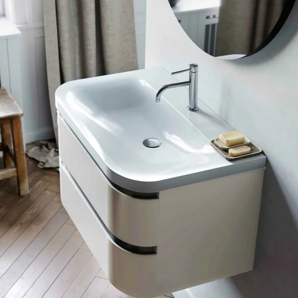 Set dulap baza suspendat KolpaSan Vittoria bej cu lavoar 80 cm [3]