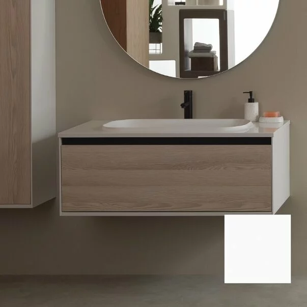 Baie - Set dulap suspendat si lavoar compozit KolpaSan Pandora mdf alb 110 cm