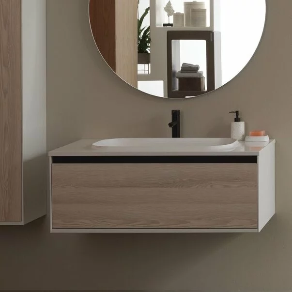 Baie - Set dulap suspendat si lavoar compozit KolpaSan Pandora mdf lemn 110 cm