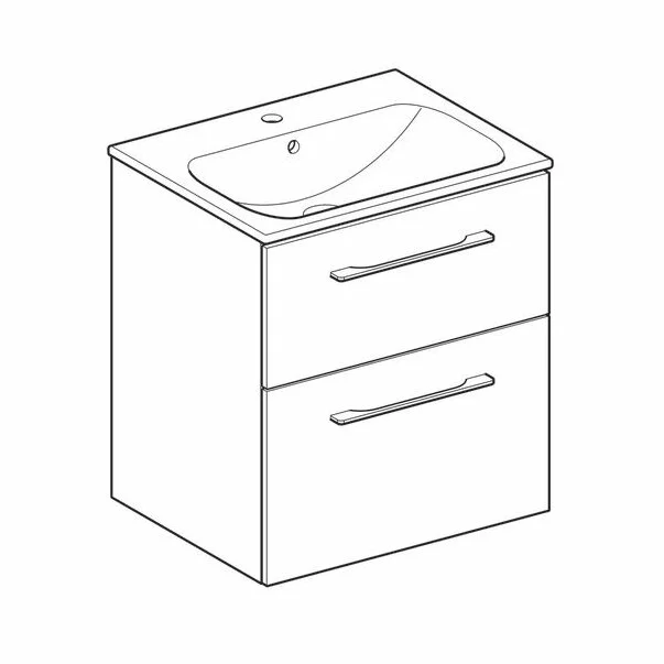 Set dulap suspendat si lavoar Geberit Selnova alb 2 sertare 60 cm [1]