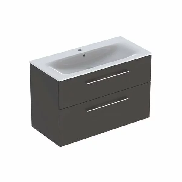 Baza lavoar - Set dulap suspendat si lavoar Geberit Selnova lava gri inchis 2 sertare 100 cm