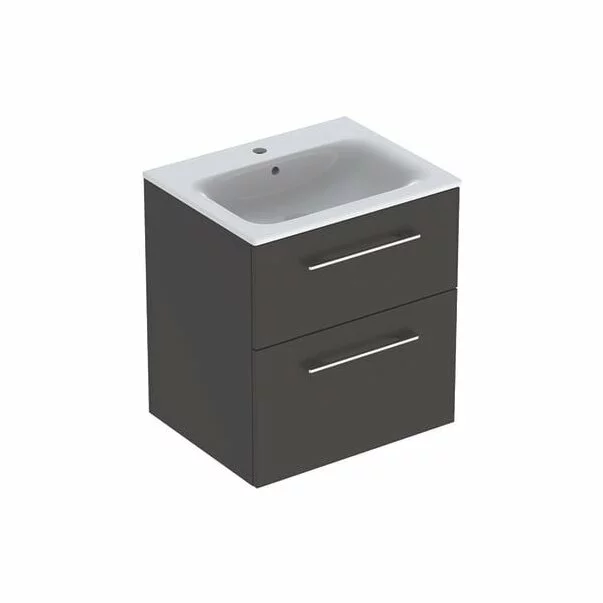 Baza lavoar - Set dulap suspendat si lavoar Geberit Selnova lava gri inchis 2 sertare 60 cm