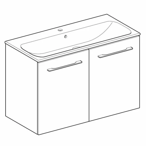 Set dulap suspendat si lavoar Geberit Selnova lava gri inchis 2 usi 100 cm [3]