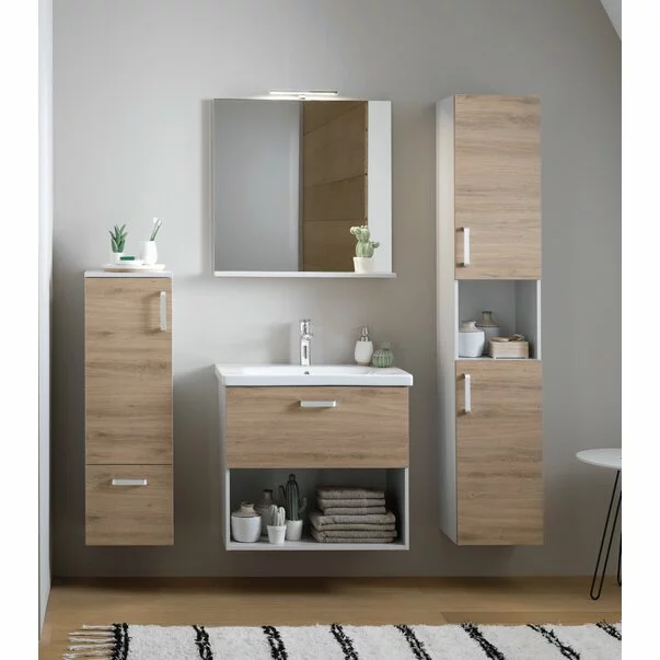 Set dulap suspendat si lavoar KolpaSan Evelin mdf alb 65 cm [3]