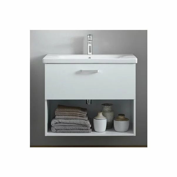 Baie - Set dulap suspendat si lavoar KolpaSan Evelin mdf alb 80 cm 573890