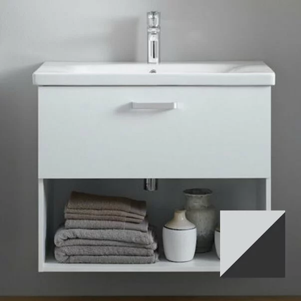 Baie - Set dulap suspendat si lavoar KolpaSan Evelin mdf gri/antracit 80 cm