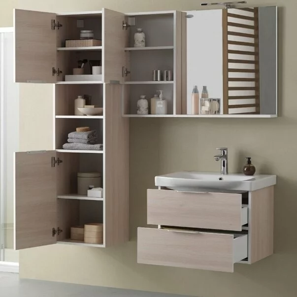 Set dulap suspendat si lavoar KolpaSan Lana II lemn 65 cm Pal [2]