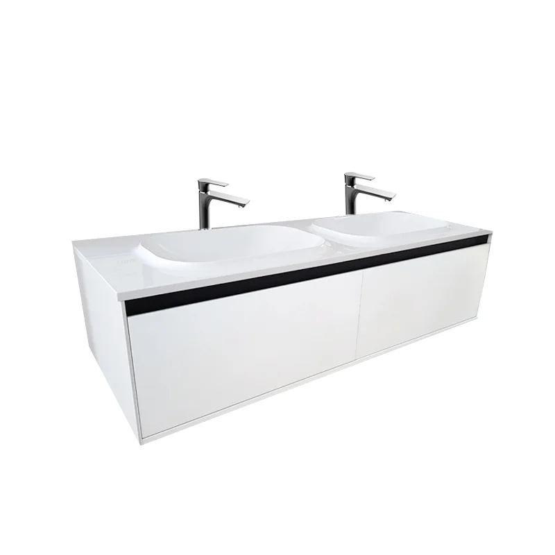 Baza lavoar - Set dulap suspendat si lavoar KolpaSan Pandora mdf alb 150 cm