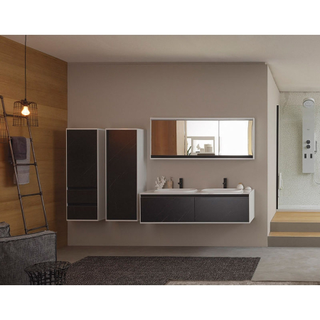 Baie - Set dulap suspendat si lavoar KolpaSan Pandora mdf negru 150 cm