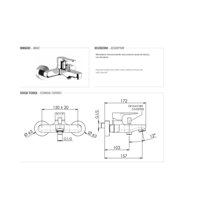 Set dus aparent Remer Rubinetterie Winner W0510315RMOI,, 4 functii, alama cromata, cartus ceramic, crom [5]