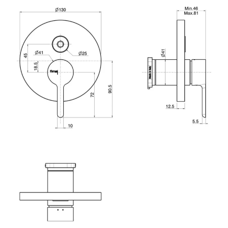 Set duș cu pară, pălărie și suport FIMA Carlo Frattini, Snap, negru mat [1]