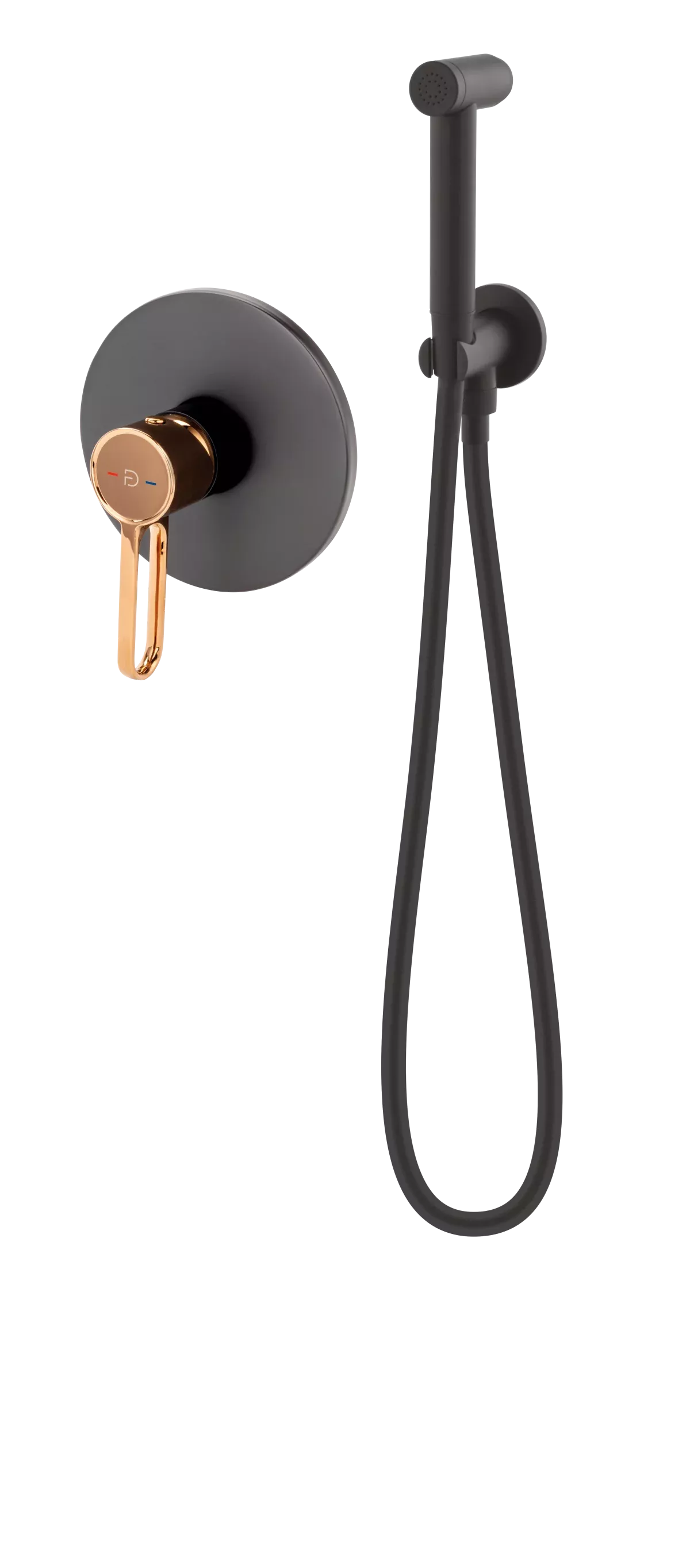 Baterii sanitare - Set dus igienic Fdesign Zaffiro, incastrat, 1 functie, mat, negru, FD1-ZFR-66SET-25