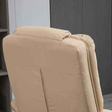  Set Fotoliu Relax & Pouf - Reclinabil, Rotativ 360° PU Bej [6]