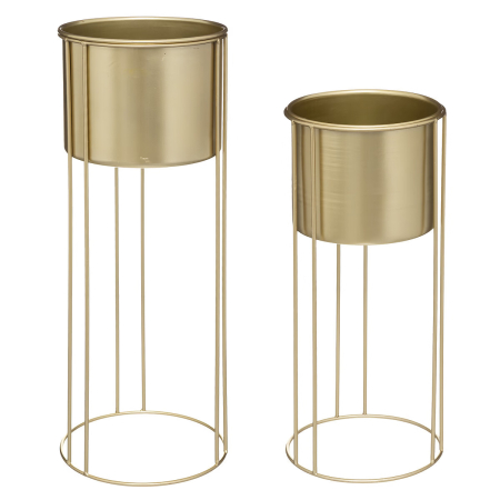 Suporturi flori si ghivece - Set ghivece metalice Le Collectionneur, suport inalt, 41 cm si 58 cm, auriu