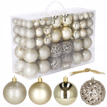 Set globuri de Craciun, 100 bucati, 3-6cm, auriu [5]