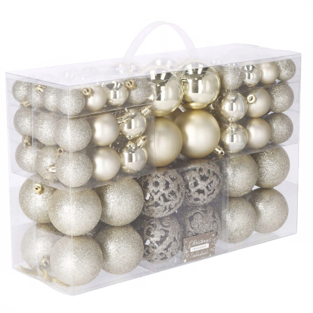 Globuri - Set globuri de Craciun, 100 bucati, 3-6cm, auriu
