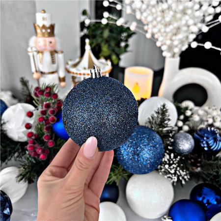 Set globuri de Craciun, 20 bucati, 3 modele, 4cm, albastru marin [12]
