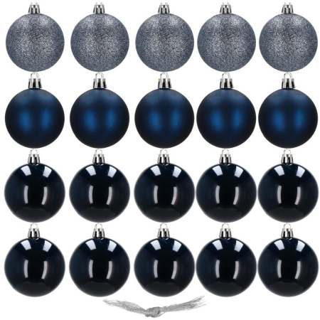 Set globuri de Craciun, 20 bucati, 3 modele, 4cm, albastru marin [9]