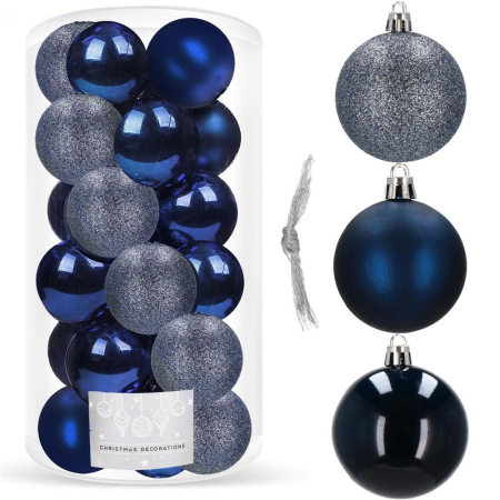 Set globuri de Craciun, 20 bucati, 3 modele, 4cm, albastru marin [11]