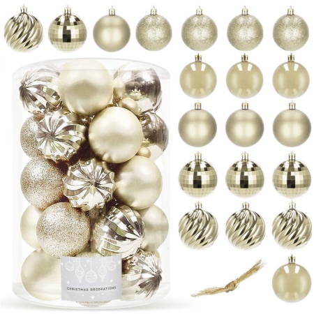 Set globuri de Craciun, 20 bucati, 5 modele, 6cm, auriu [2]