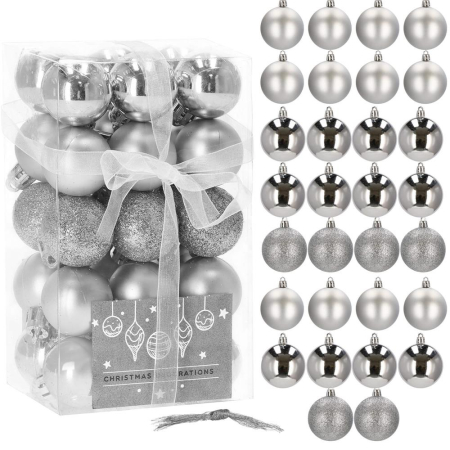 Set globuri de Craciun, 30 bucati, 3 modele, 3cm, argintiu [11]