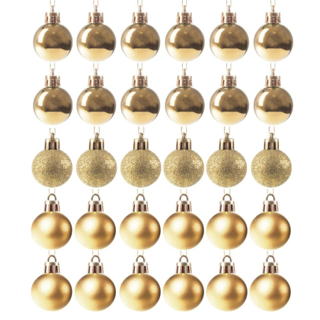 Set globuri de Craciun, 30 bucati, 3 modele, 3cm, auriu [3]