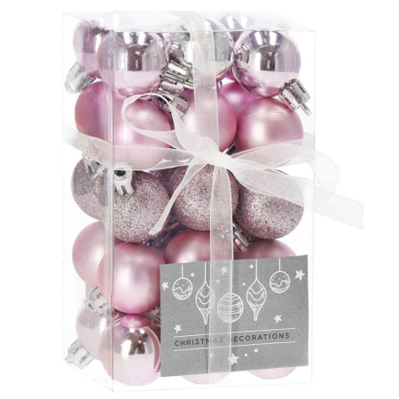 Set globuri de Craciun, 30 bucati, 3 modele, 3cm, roz [0]