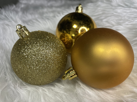 Set globuri de Craciun, 30 bucati, 3 modele, 6cm, auriu [25]