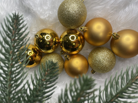 Set globuri de Craciun, 30 bucati, 3 modele, 6cm, auriu [23]