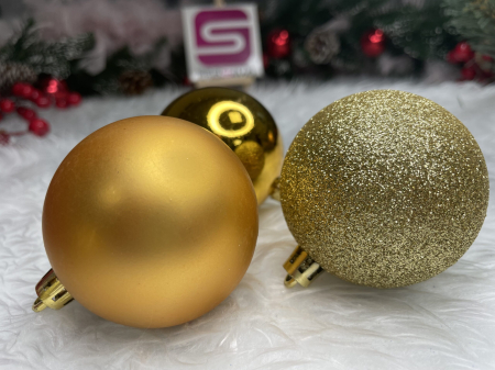 Set globuri de Craciun, 30 bucati, 3 modele, 6cm, auriu [18]