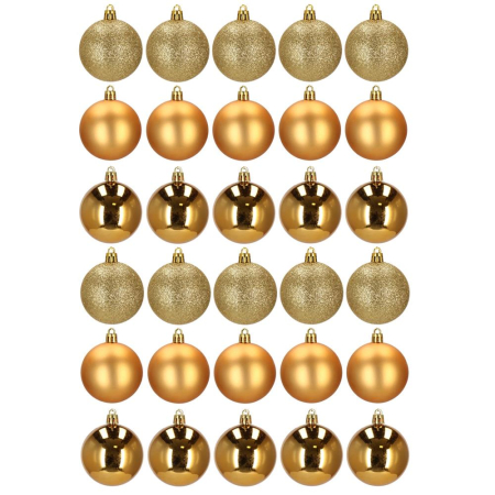 Set globuri de Craciun, 30 bucati, 3 modele, 6cm, auriu [3]