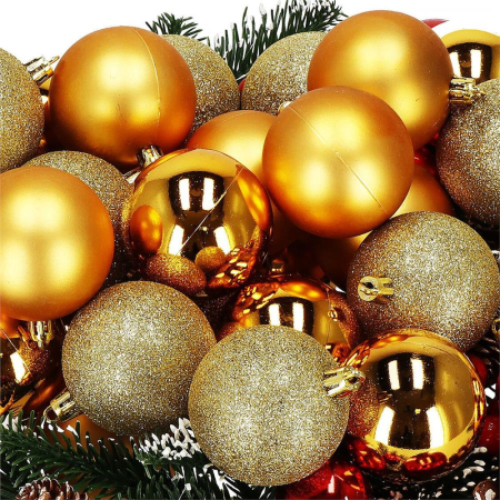 Set globuri de Craciun, 30 bucati, 3 modele, 6cm, auriu [6]