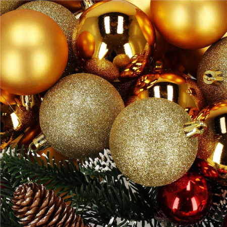 Set globuri de Craciun, 30 bucati, 3 modele, 6cm, auriu [5]