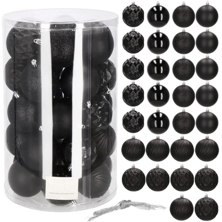 Set globuri de Craciun, 30 bucati, 8cm, 6 modele, negru [10]