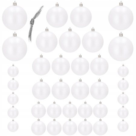 Set globuri de Craciun, 37 bucati, 3-8cm, alb perla [6]