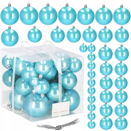 Set globuri de Craciun, 37 bucati, 3-8cm, albastru perla [4]
