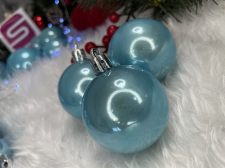 Set globuri de Craciun, 37 bucati, 3-8cm, albastru perla [15]