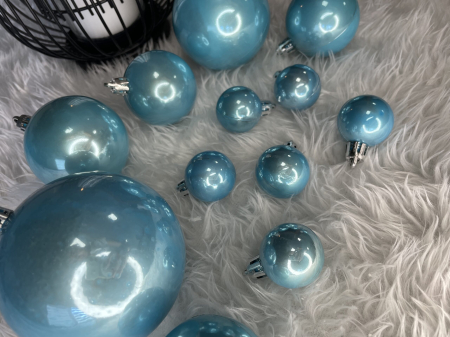 Set globuri de Craciun, 37 bucati, 3-8cm, albastru perla [8]