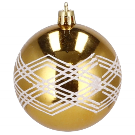 Set globuri de Craciun cu modele de sarbatori, 30 bucati, 5cm, alb auriu [10]