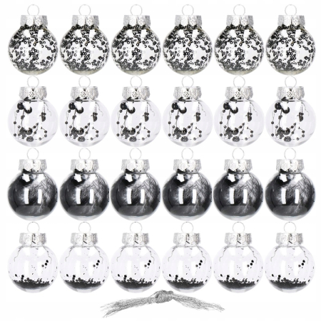 Set globuri de Craciun Inedit, 24 bucati, 5cm, transparente cu interior negru [4]
