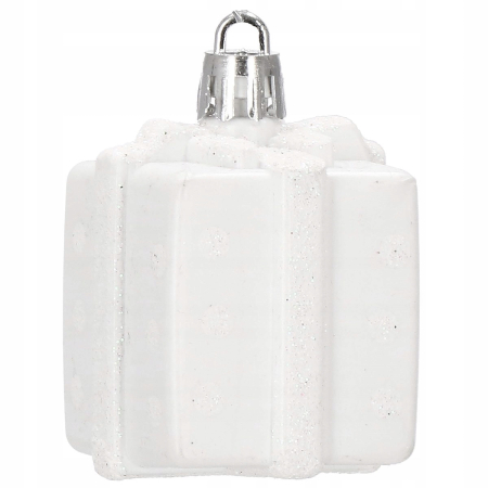 Set globuri si decoratiuni de Craciun, 72 piese, diverse dimensiuni, alb [13]