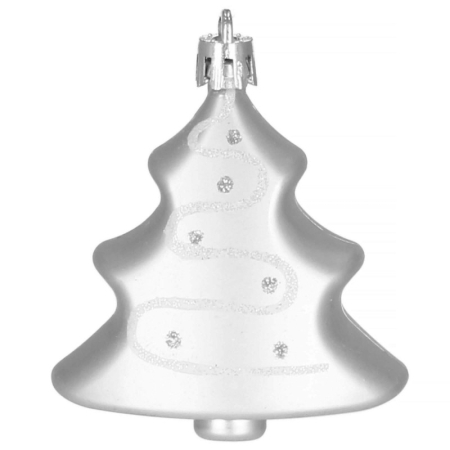 Set globuri si decoratiuni de Craciun, 77 piese, diverse dimensiuni, argintiu [11]