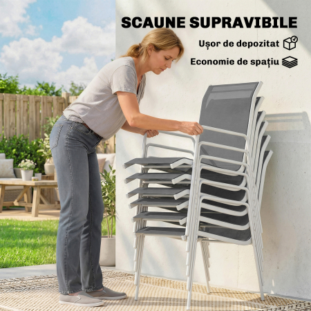  Set Gradina 7 Piese: Masa Dreptunghiulara si 6 Scaune Suprapozabile [3]