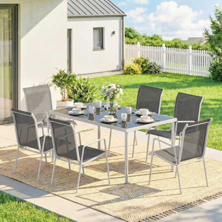  Set Gradina 7 Piese: Masa Dreptunghiulara si 6 Scaune Suprapozabile [1]